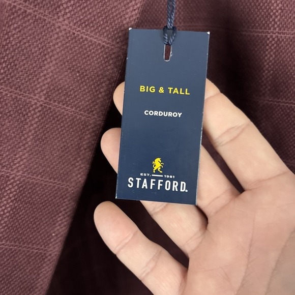 Stafford Corduroy 2‎ Button Sport Coat Burgundy Check Size 58 Regular NWT - Picture 3 of 6